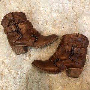 BP brown leather buckle boots